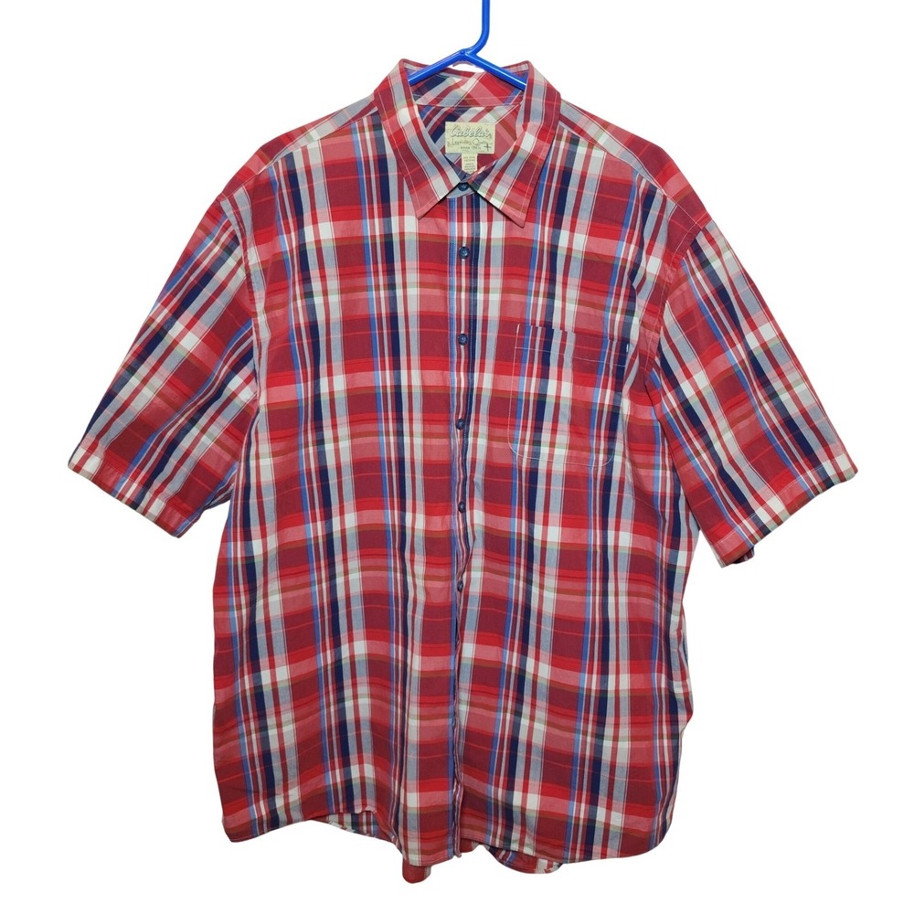 Cabela's Outfitter Shirt Men's 2XL Red Plaid Button Down Short Sleeve